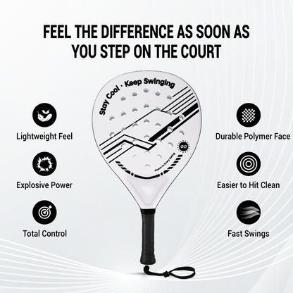 Durable Padel Rackets Set of 2 - Heavy-Duty ABS Surface & Power EVA Core, Secure Non-Slip Handle, Complete Kit with 2 Balls & Travel Bag（Black and White Strings）