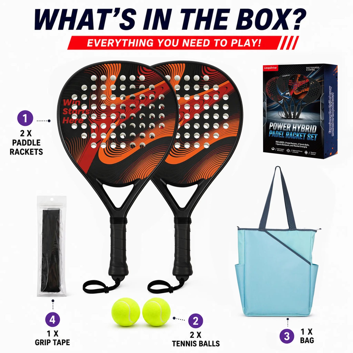 Hybrid Carbon Fiber Padel Racket Matte Red Black with High Rebound EVA Core - Explosive Power Spin Racket