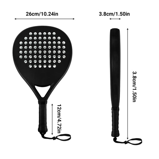 Hybrid Carbon Fiber Padel Racket Matte Stealth Black with High Resilience EVA Core - Power Control Racket