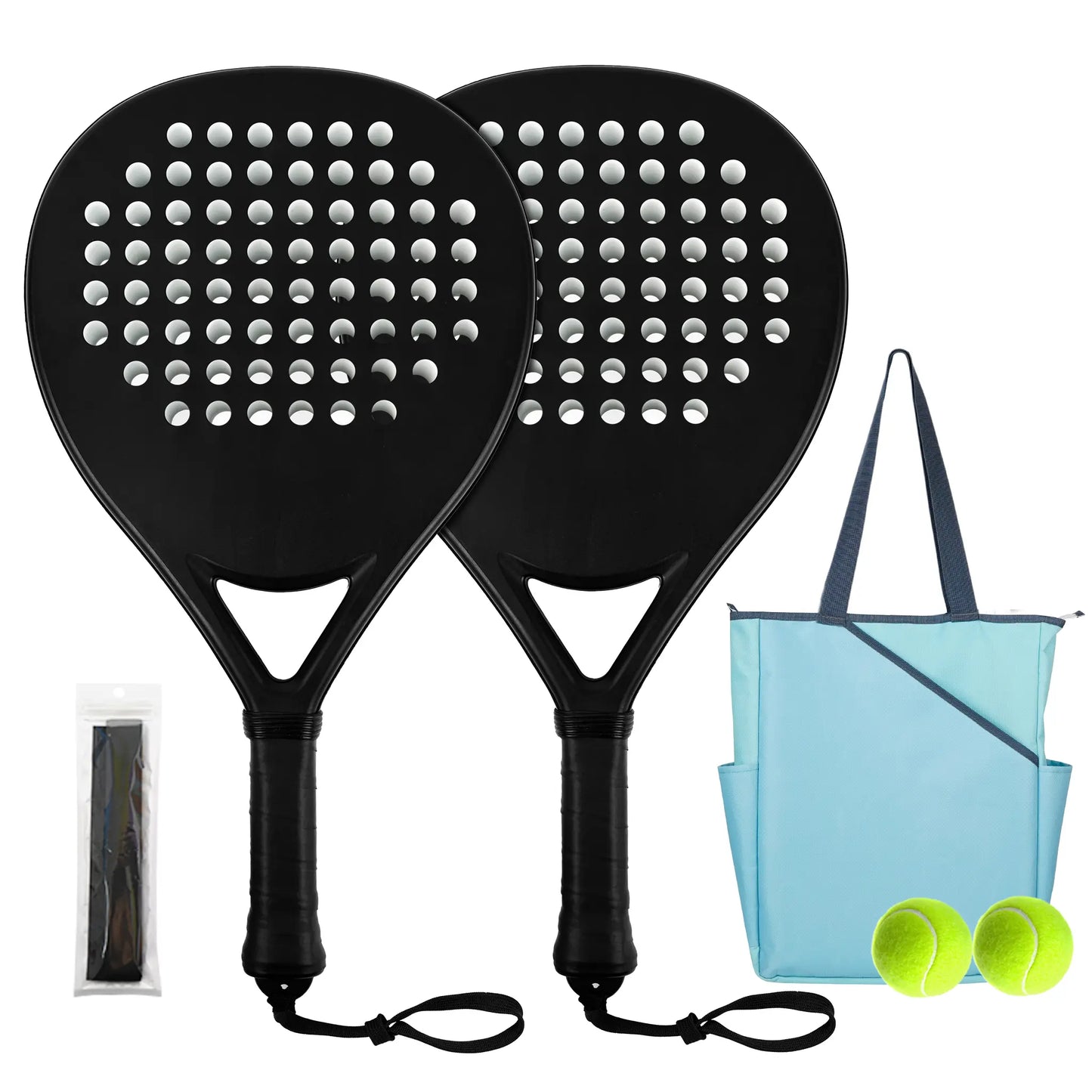 Hybrid Carbon Fiber Padel Racket Matte Stealth Black with High Resilience EVA Core - Power Control Racket