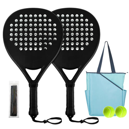Hybrid Carbon Fiber Padel Racket Matte Stealth Black with High Resilience EVA Core - Power Control Racket