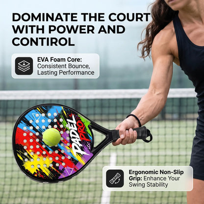 Hybrid Carbon Fiber EVA Core Padel Racket – Lightweight Professional Padel Racquet for Men Women Adults Beginners to Advanced
